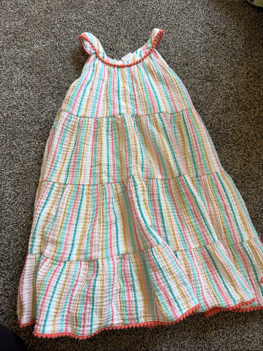 Girls' Multicolor Striped Tiered Sundress - Unbranded